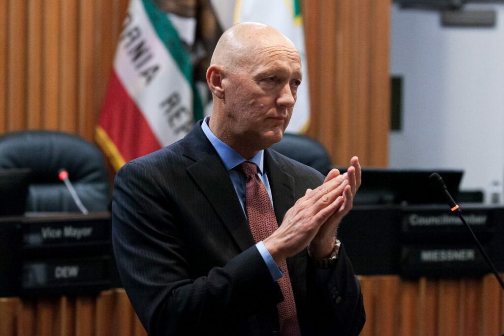 City Manager Greg Nyhoff is seen at Vallejo City Hall in November 2019. Nyhoff held a series of undisclosed meetings with developers seeking to build on Mare Island that Fall.