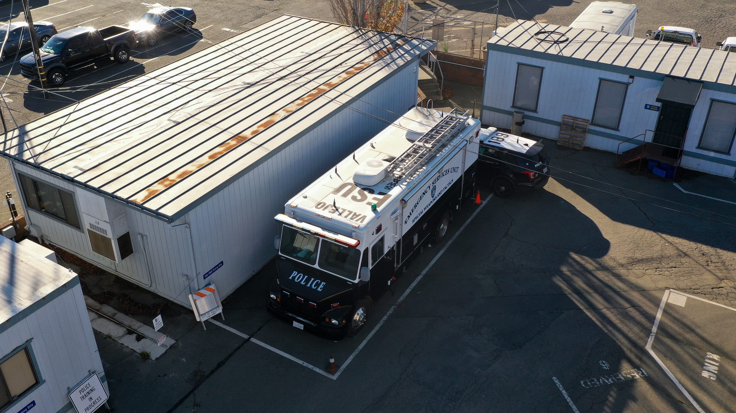 The Vallejo Police Department is pictured from above in a drone image made Sunday, Nov. 21, 2021, in Vallejo, Calif. (Noah Berger for Open Vallejo)