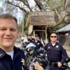 Vallejo Police Lt. Michael Nichelini takes a selfie with colleagues in front of his family’s winery in St. Helena, Calif. during a “training ride” on Nov. 14, 2019.