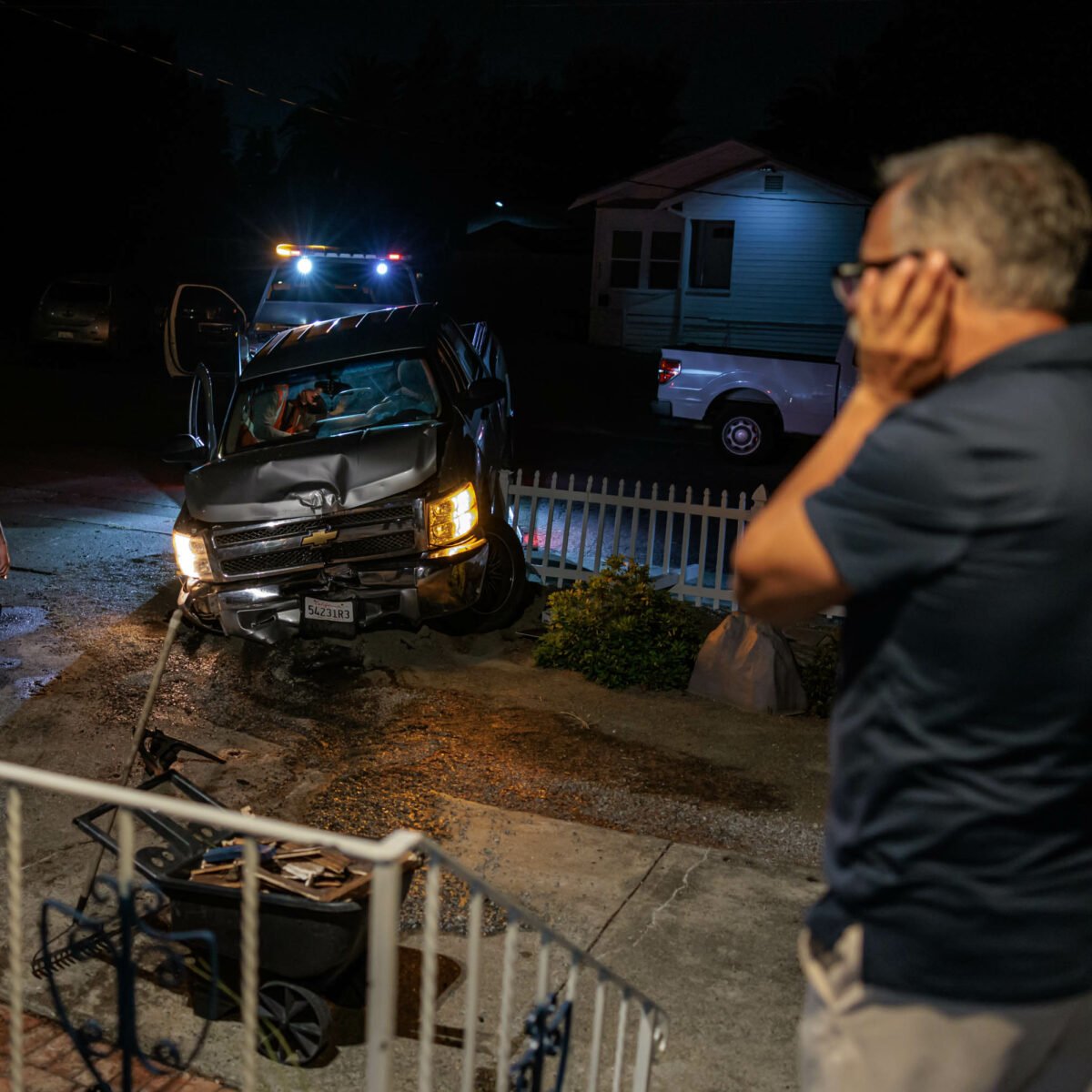 In pictures: Truck crashes into yard, damaging house on Springs Road